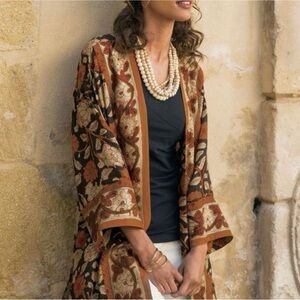 Soft Surroundings Floral Kimono in Warm Tones, size M